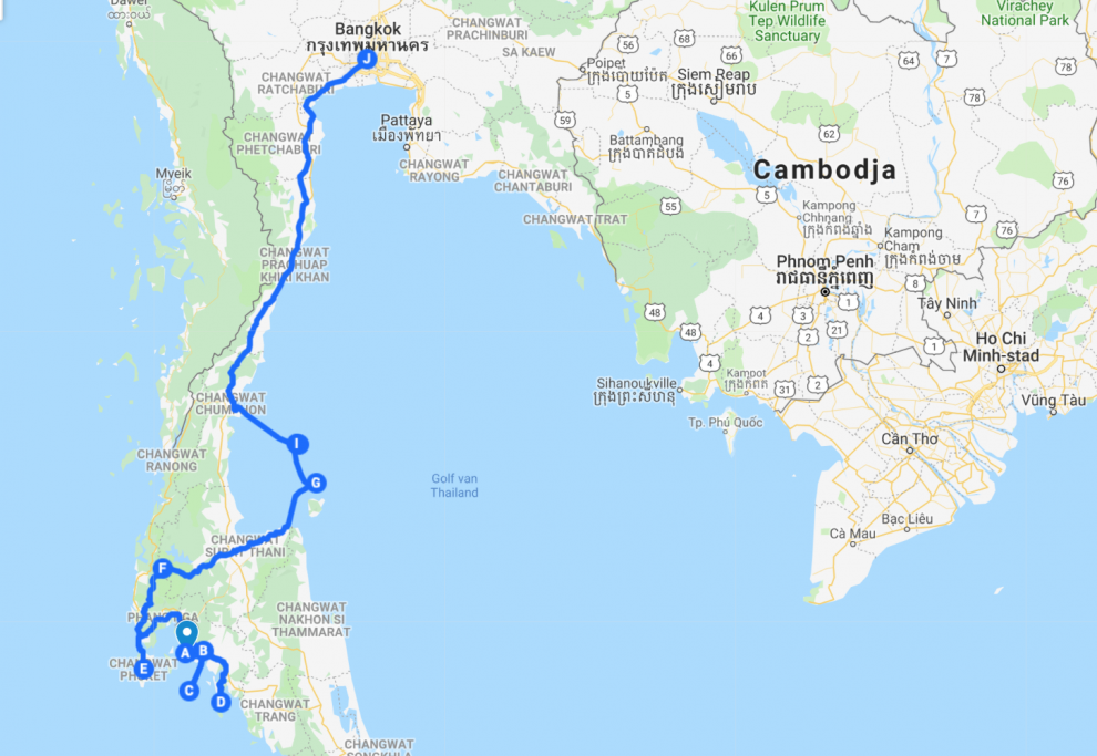 hoogtepunten van Zuid Thailand - de mooiste dingen om te doen en bezienswaardigheden voor een rondreis - rondreis Zuid Thailand kaart