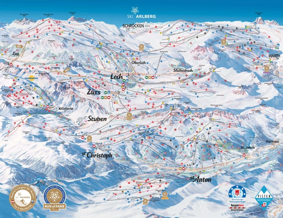 Pistemap Ski Arlberg / Sankt Anton wintersport seizoen 2022/2023